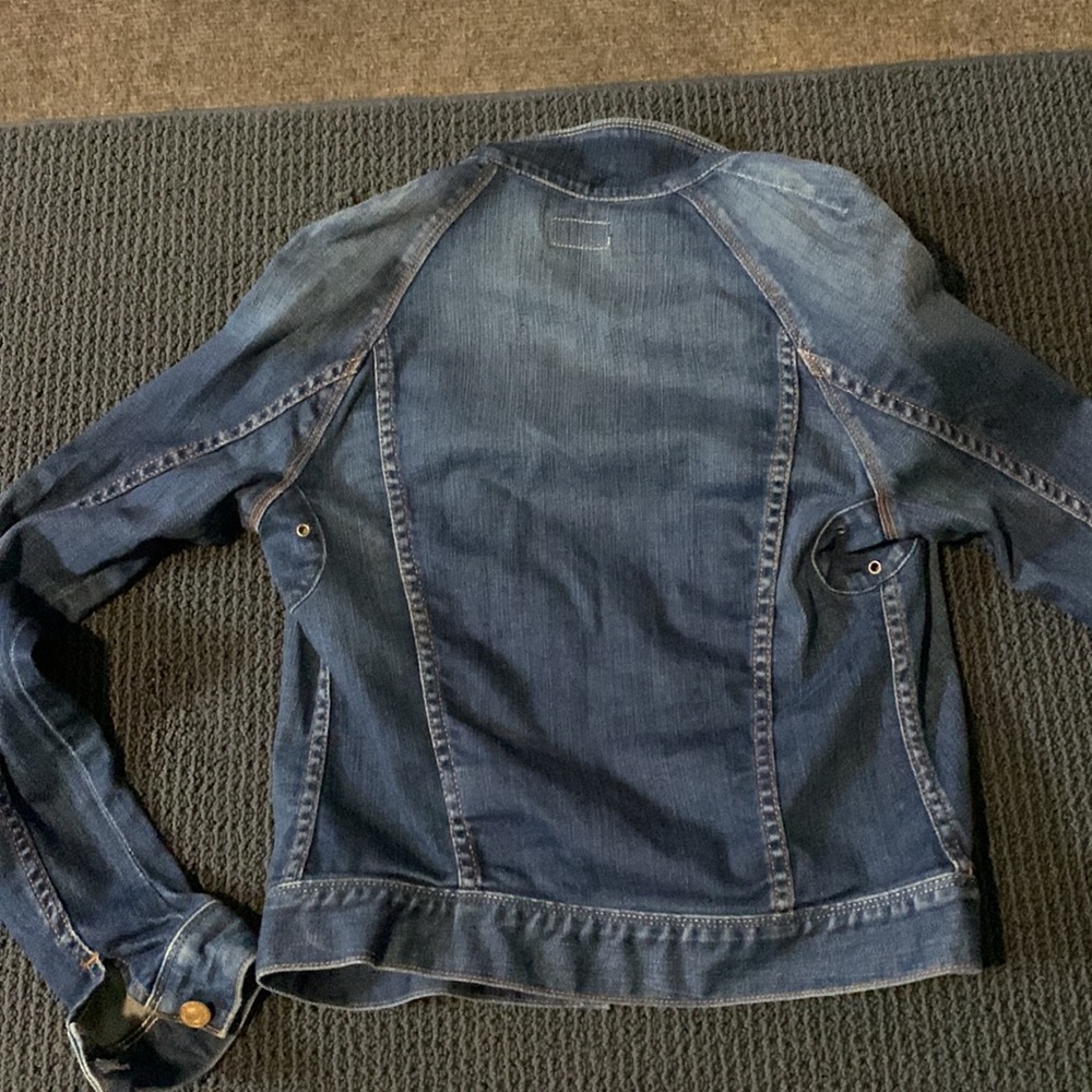 MOTHER Blue Jean Jacket with Yellow Accents - Picture 6 of 8
